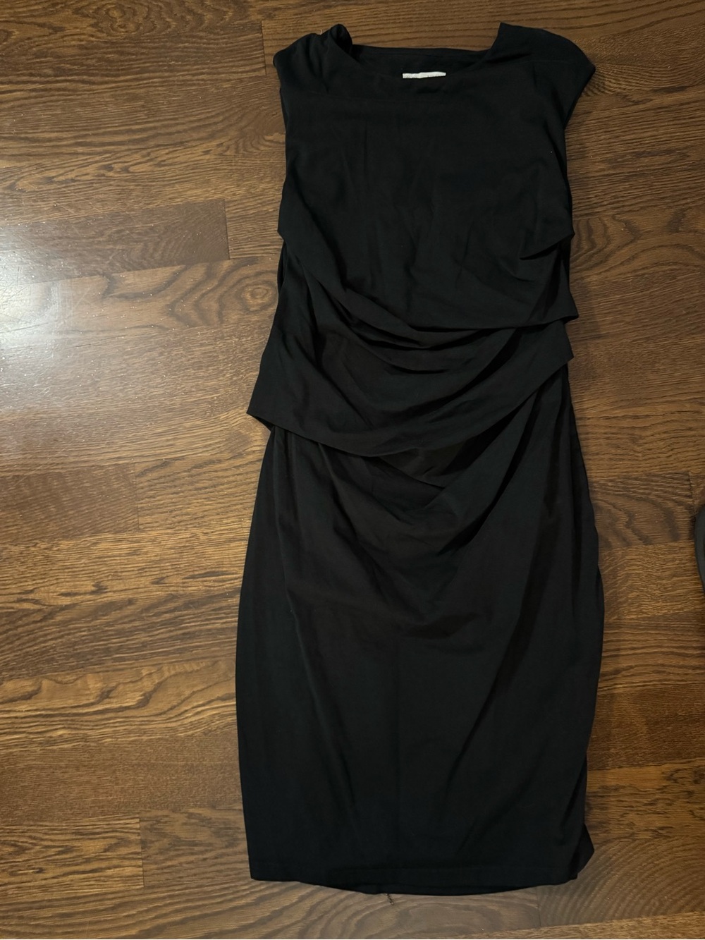 Synergy Organic Clothing Black Draped Midi Dress